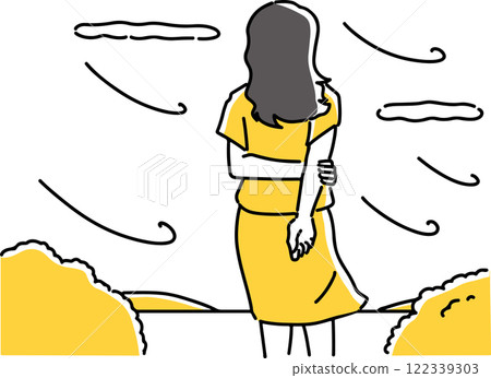 Woman from behind looking at the scenery Woman from behind looking at the scenery 122339303