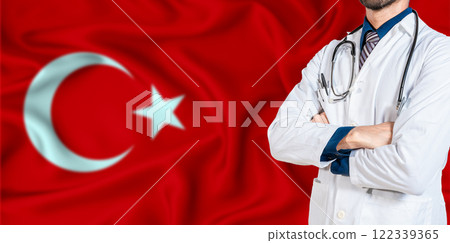 National Health System of Turkey. Turkey health and medical insurance concept 122339365