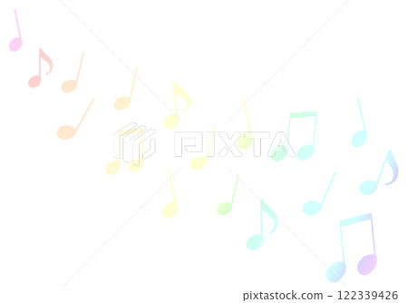從上面隨機流動的柔和顏色漸變音符插圖 122339426
