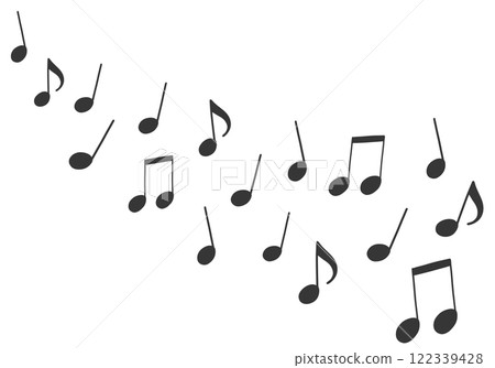 An illustration of musical notes arranged randomly from above An illustration of musical notes arranged randomly from above 122339428