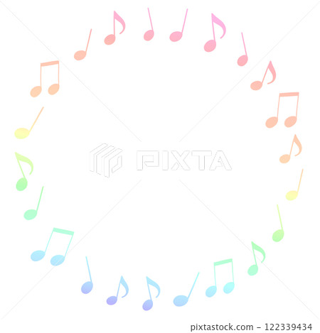 隨機圓圈中柔和彩色音符的框架插圖 隨機圓圈中柔和彩色音符的框架插圖 122339434