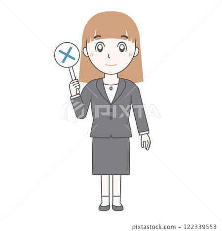 拿著十字鈔票的女商人A（十字，全身） 122339553