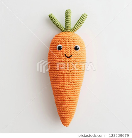 Amigurumi 的特點是有著可愛臉孔的胡蘿蔔角色。 AI生成影像 122339679