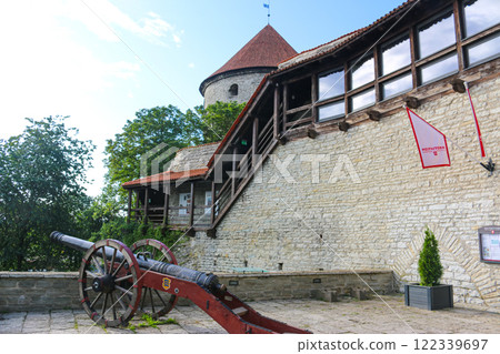 The square in front of the Maiden's Tower (Nejcitorun), a famous landmark in Tallinn, the capital of Estonia 122339697