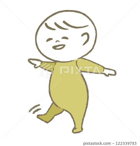 微笑走路的寶寶（黃色） 122339783
