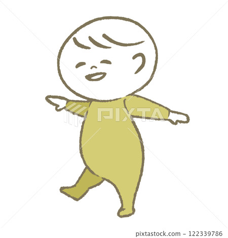 微笑走路的寶寶(黃色) 微笑走路的寶寶(黃色) 122339786