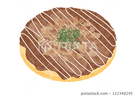 Hand-drawn vector illustration of okonomiyaki 122340295