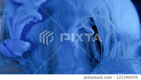 Haze wave. Paint spill. Blue violet stream falling on mystic sphere. Smoke dissolving color pigment water abstract background blur surface. Haze wave. Paint spill. Blue violet stream falling on mystic sphere. Smoke dissolving color pigment water abstract background blur surface. 122340476