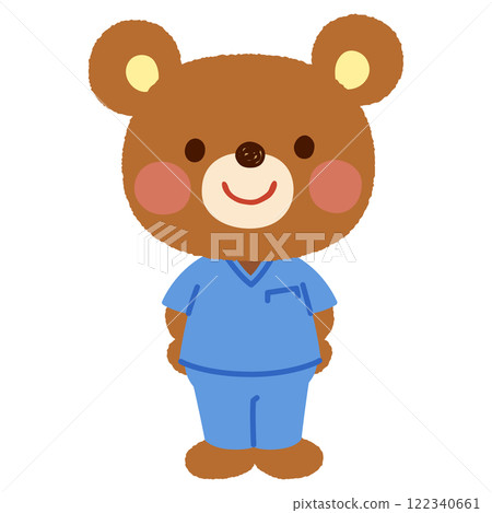 A bear doctor wearing scrubs 122340661