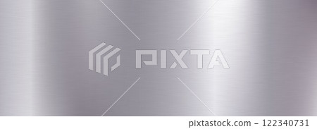 Silver metal foil background. Grey metallic gradient texture. Wide shiny titan or aluminum sheet for label, plate, sign, tag, print. Stainless steel textured material surface. Vector chrome backdrop Silver metal foil background. Grey metallic gradient texture. Wide shiny titan or aluminum sheet for label, plate, sign, tag, print. Stainless steel textured material surface. Vector chrome backdrop 122340731
