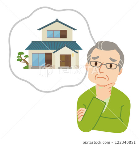 一位老人擔心管理自己的家 一位老人擔心買房子 122340851