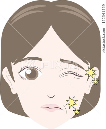 因臉部神經痛而表情變化的女性 122341369