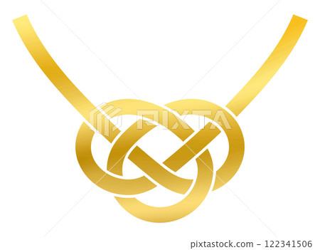 Vector illustration of golden abalone knot, awaji knot mizuhiki ribbon 122341506