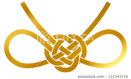 金色蝴蝶結 mizuhiki 絲帶的向量圖解 122341510