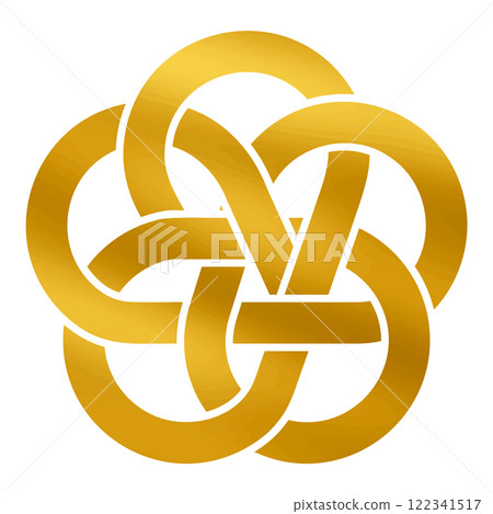 Vector illustration of golden plum-knotted Mizuhiki 122341517