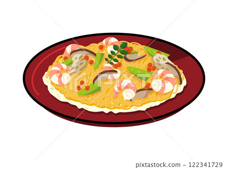 盤子上散壽司的插圖 122341729