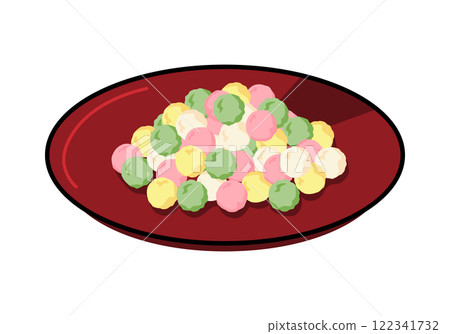 Illustration of Hina Arare on a plate Illustration of Hina Arare on a plate 122341732