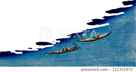 Riverbank with floating boats Riverbank with floating boats 122341872