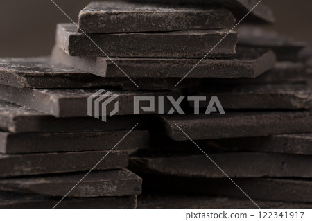 Broken bar of dark chocolate 122341917