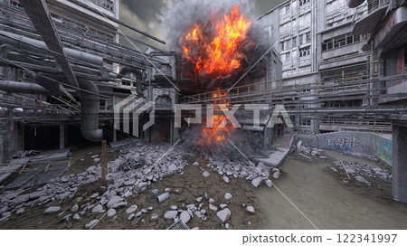 ruined city landscape 122341997