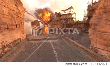 遭受攻擊的古代遺跡 遭受攻擊的古代遺跡 122342021