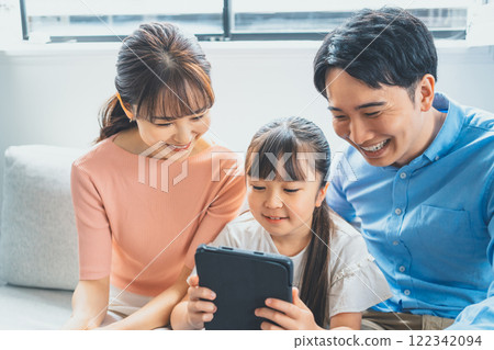 Elementary school students and tablets 122342094