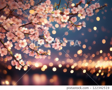 Illuminated cherry blossoms at night Illuminated cherry blossoms at night 122342519