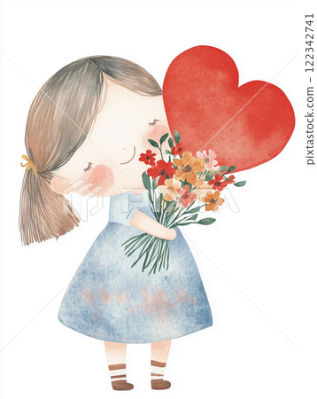A girl with a bouquet 122342741