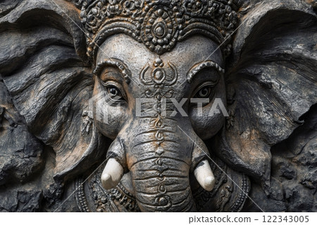 Majestic ganesha statue representing wisdom and prosperity in hinduism 122343005