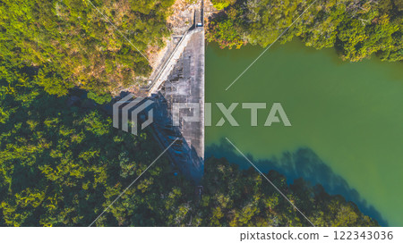 View of a Dam Amidst Lush Forested Landscape Jan 11 2025 122343036