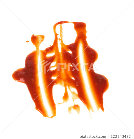 Red tomato sauce ketchup stains and smears 122343482