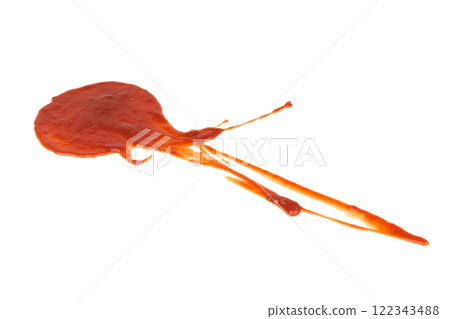 Red tomato sauce ketchup stains and smears 122343488