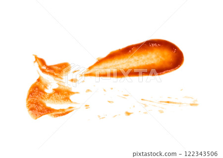 Red tomato sauce ketchup stains and smears 122343506
