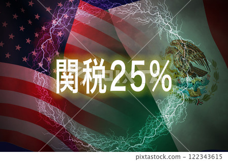 Image of the American and Mexican flags Image of the American and Mexican flags 122343615