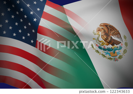 Image of the American and Mexican flags Image of the American and Mexican flags 122343633