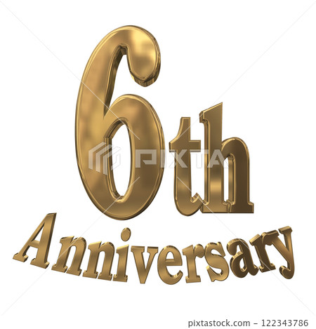 3DCG 人物「6th Anniversary/6 週年紀念標記閃光」金色、金色 122343786