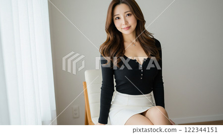 Attractive portrait of a relaxing adult woman 122344151