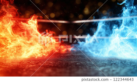 “相對紅色和藍色能量背景” 122344643