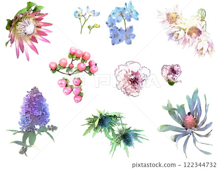 Flower illustration material set (cut flowers) 122344732