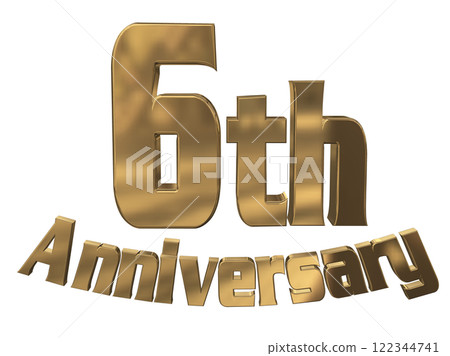 3DCG letters "6th Anniversary/6th Anniversary Mark Sparkling" Gold, Gold 3DCG letters "6th Anniversary/6th Anniversary Mark Sparkling" Gold, Gold 122344741