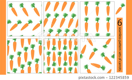 Carrot seamless background illustration set 6 patterns 122345859