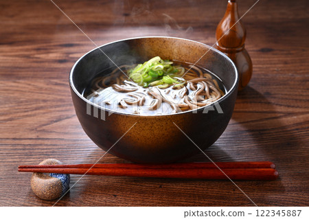A bowl of kakesoba, kake soba, kake soba. A super simple noodle dish. 122345887