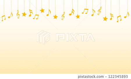 Yellow music notes garland party decoration background Yellow music notes garland party decoration background 122345893