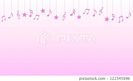 Pink music notes garland party decoration background 122345896