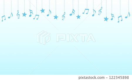 Blue music notes garland party decoration background 122345898