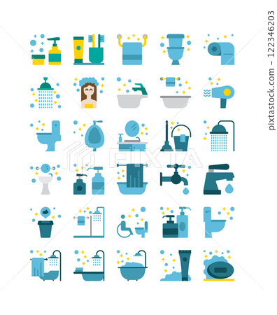 bathroom toilet services flat icon set bathroom toilet services flat icon set 122346203
