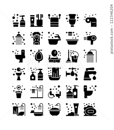 bathroom toilet services solid glyph icon set bathroom toilet services solid glyph icon set 122346204