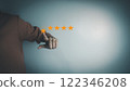 Satisfaction concept of customer, express their opinions, answers and satisfied scores, client is satisfied with pressing smile face icon, excellent service, good feedback from user 122346208