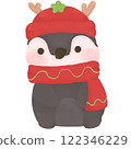 Cute Cartoon Penguin  Winter Illustration  Christmas 122346229