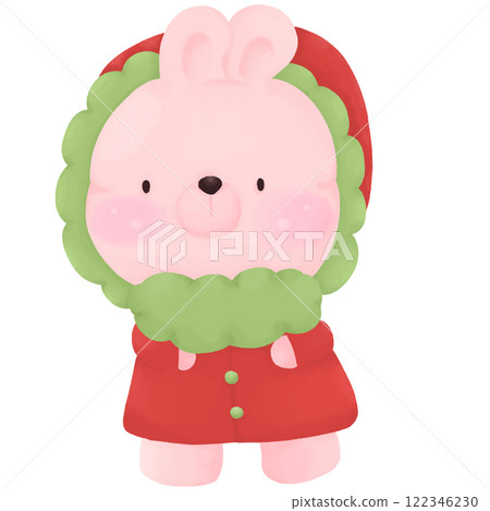 Happy Winter Bunny Christmas Illustration Happy Winter Bunny Christmas Illustration 122346230